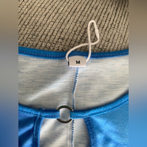 Stylish Blue Tie-Dye Mini Dress - Picture 4 of 4